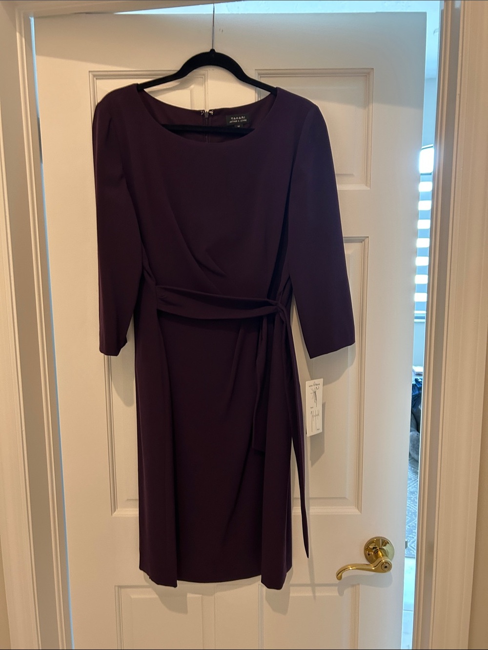 Tahari ASL Deep Plum Wrap Pencil Dress